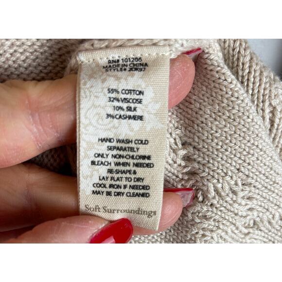 Soft Surroundings Reza Sweater Cashmere Blend in Oatmeal Heather Size XS - Picture 7 of 9